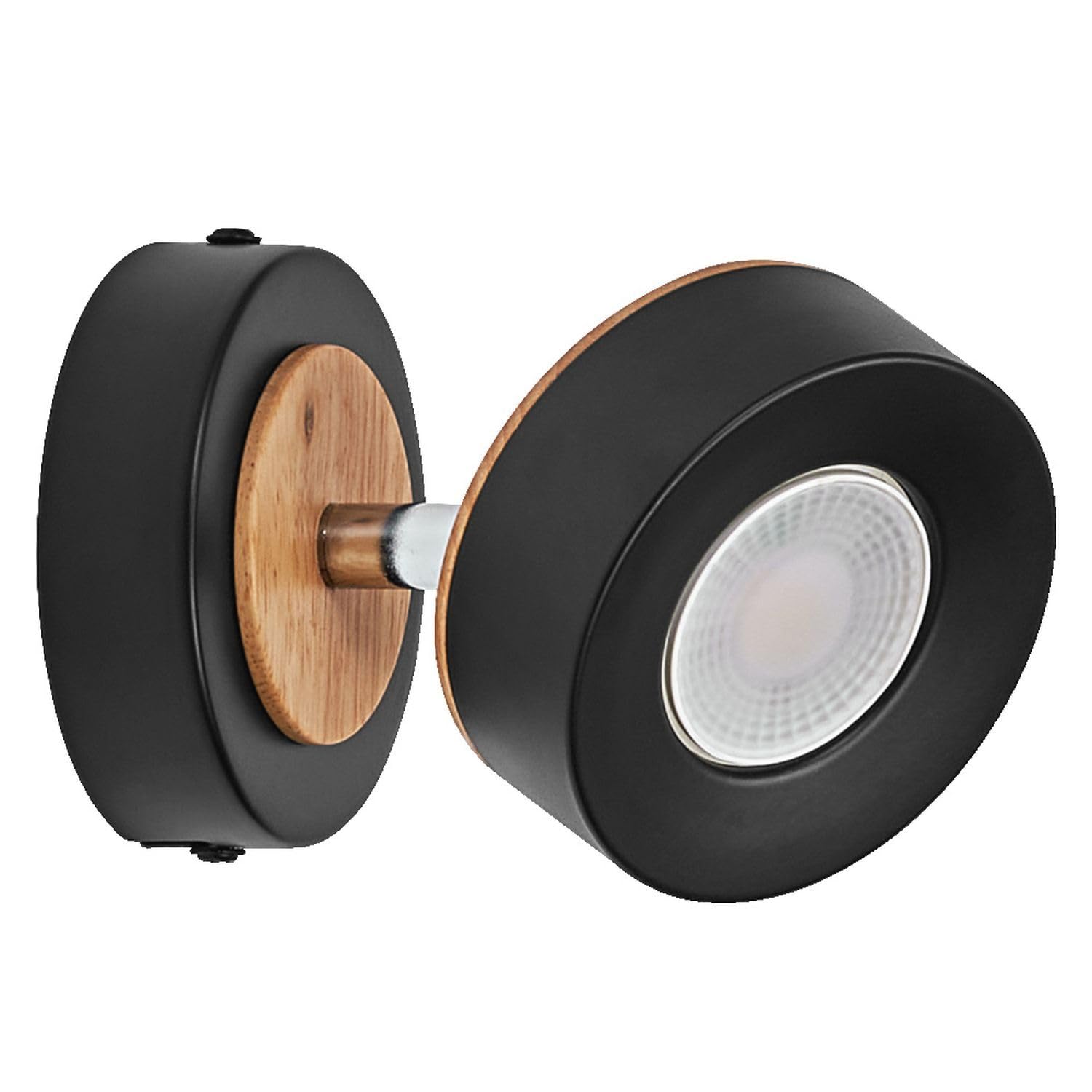 Licht-Erlebnisse LED Wandstrahler Metall Holz Schwarz 3000 K schwenkbar Flur Wohnzimmer wohnlich B:9 cm stilvoll Wandspot Büro