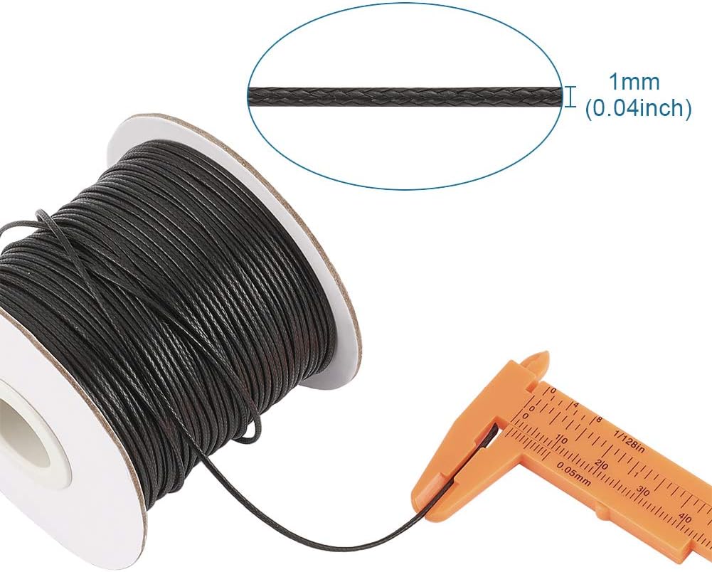 Cheriswelry 85 Yards 1mm Black Korean Waxed Polyester Cord Beading String Threads Knotting Braiding Round Cord Ropes Crafting Cord Wire for DIY Bracelet Macrame Necklace Jewelry Making - Image 3