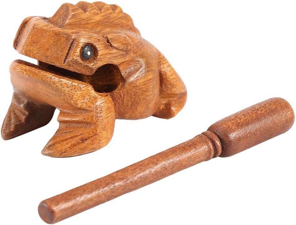 Yosoo Thailand Traditional Home Office Decor Deluxe Craft Wooden Lucky Frog Croaking Musical Instrument Tone Block (Size : 8.8cm) - Image 3