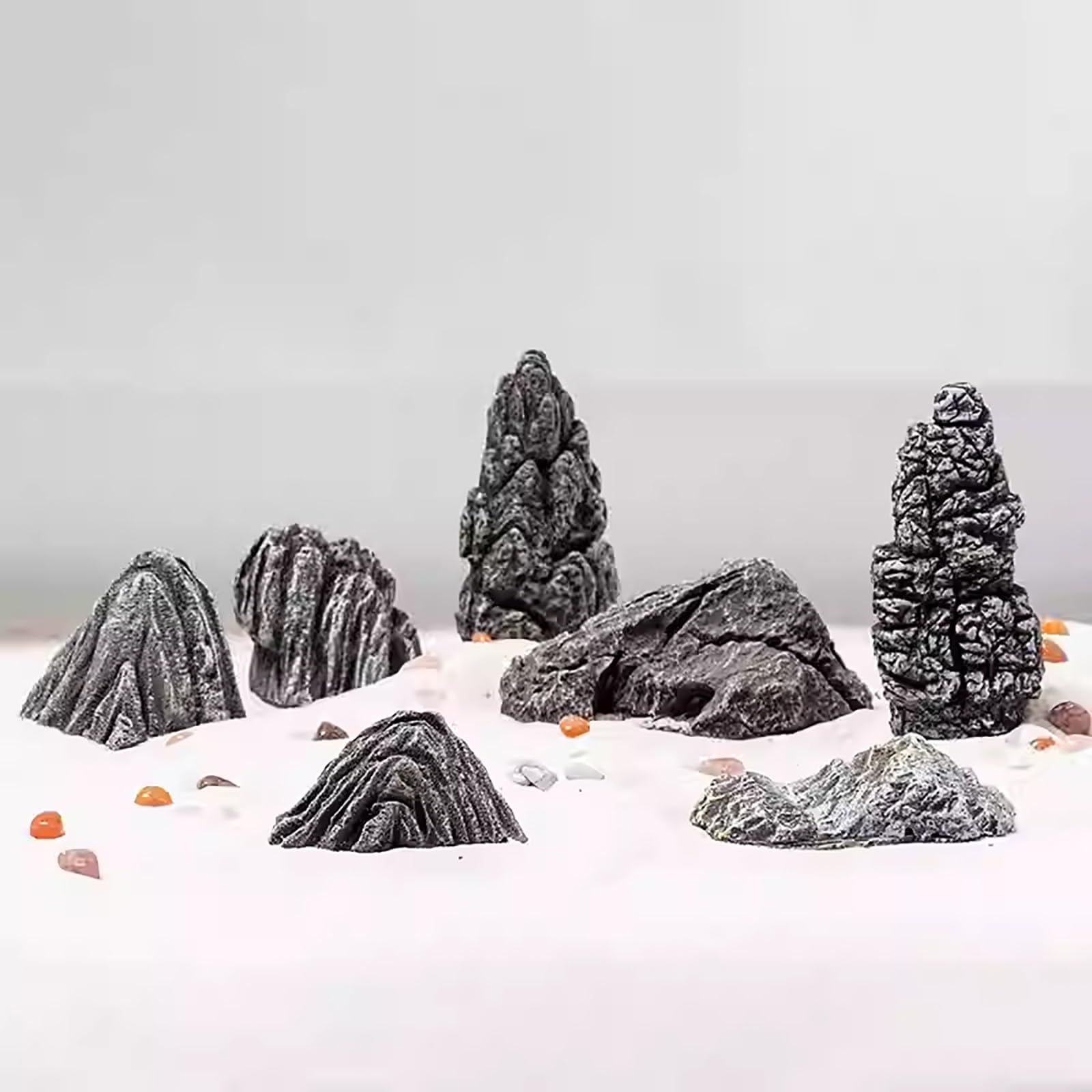 Dekoracja domu: Symulowane Rockeries, Miniaturowe kamienie górskie, dekoracyjne skały do akwariów, mikro-krajobraz akcesoria do bonsai i roślin doniczkowych (10,7 cm)