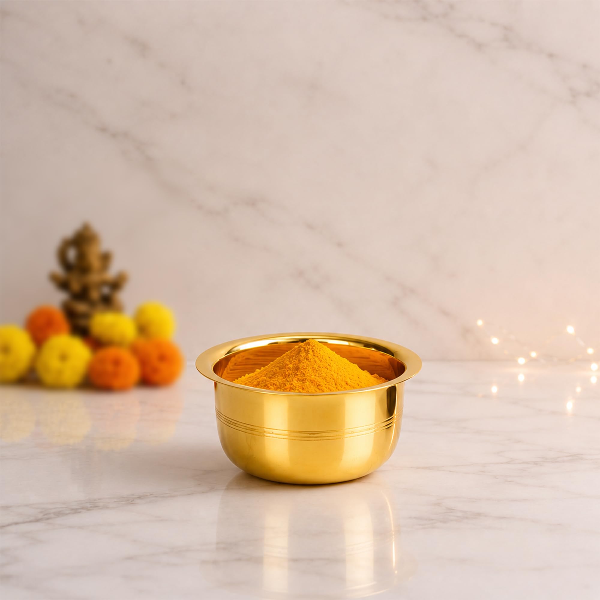 Putrika Brass Pooja Bowl|Kumkum Haldi Chandan Turmeric Sandal for Temple |Traditional Brass Pot for Akshata, Holy Water, Puja Thali|Lightweight|Puna Cup- Multipurpose Bowl(28g)-image-48