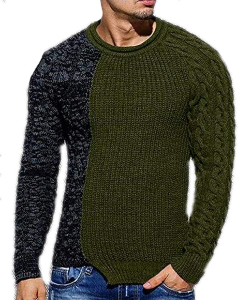 Men's Jumper Knit Pullover with Crew Neck Lightweight Sweater