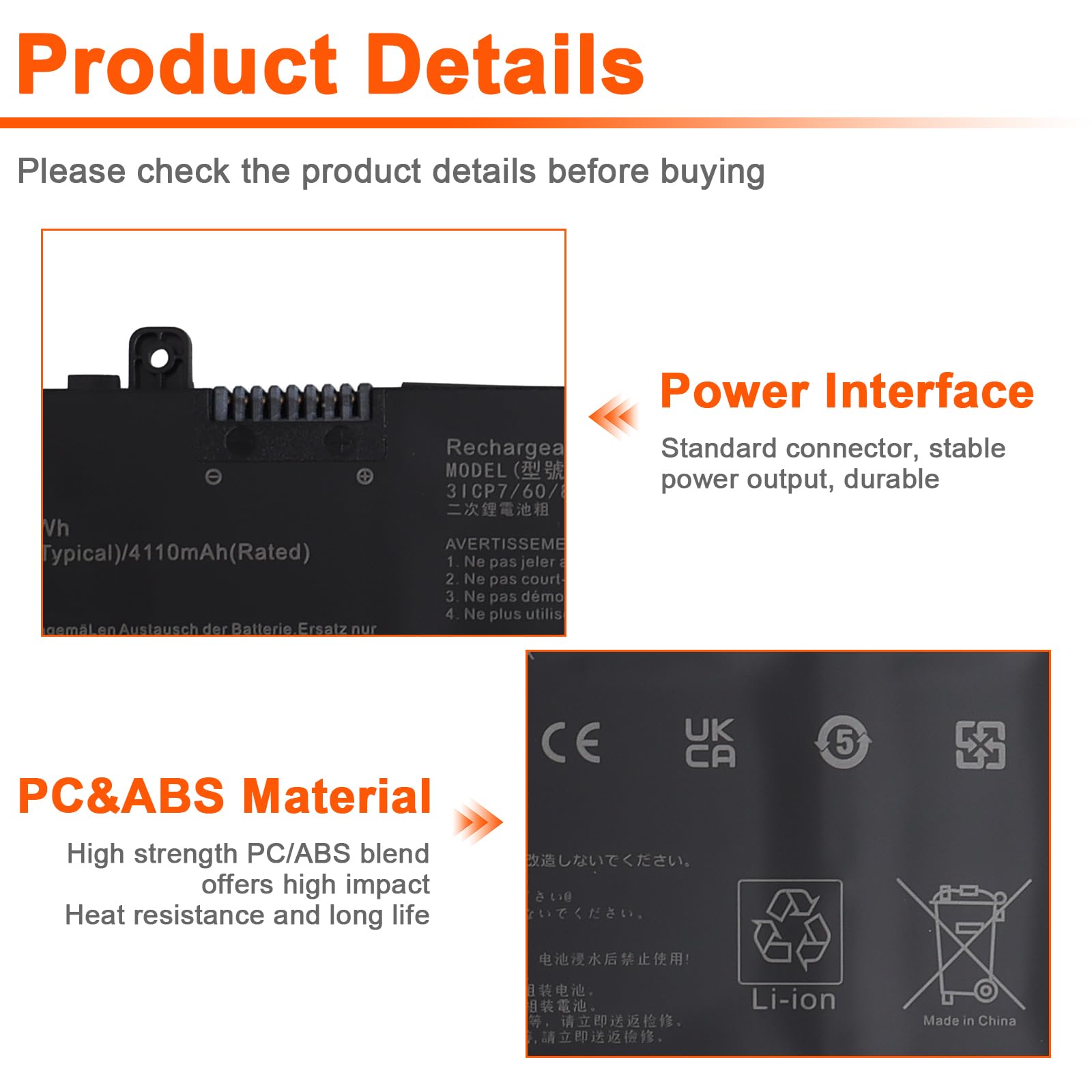 JIMACRO B31N1535 Batteria Compatibile con ASUS UX310U UX310UA UX310UQ UX310UF UX410UQ UX410UA UX3410UQ UX3410UA RX310 Series Notebook 0B200-02020000 3ICP7/60/80 LP31LG141-1 0B200-02020100 Batteria