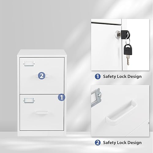 Miniatura 80 de Archivador de 3 cajones, archivadores para oficina en casa, gabinete de almacenamiento vertical de metal con cerradura, archivador de bloqueo