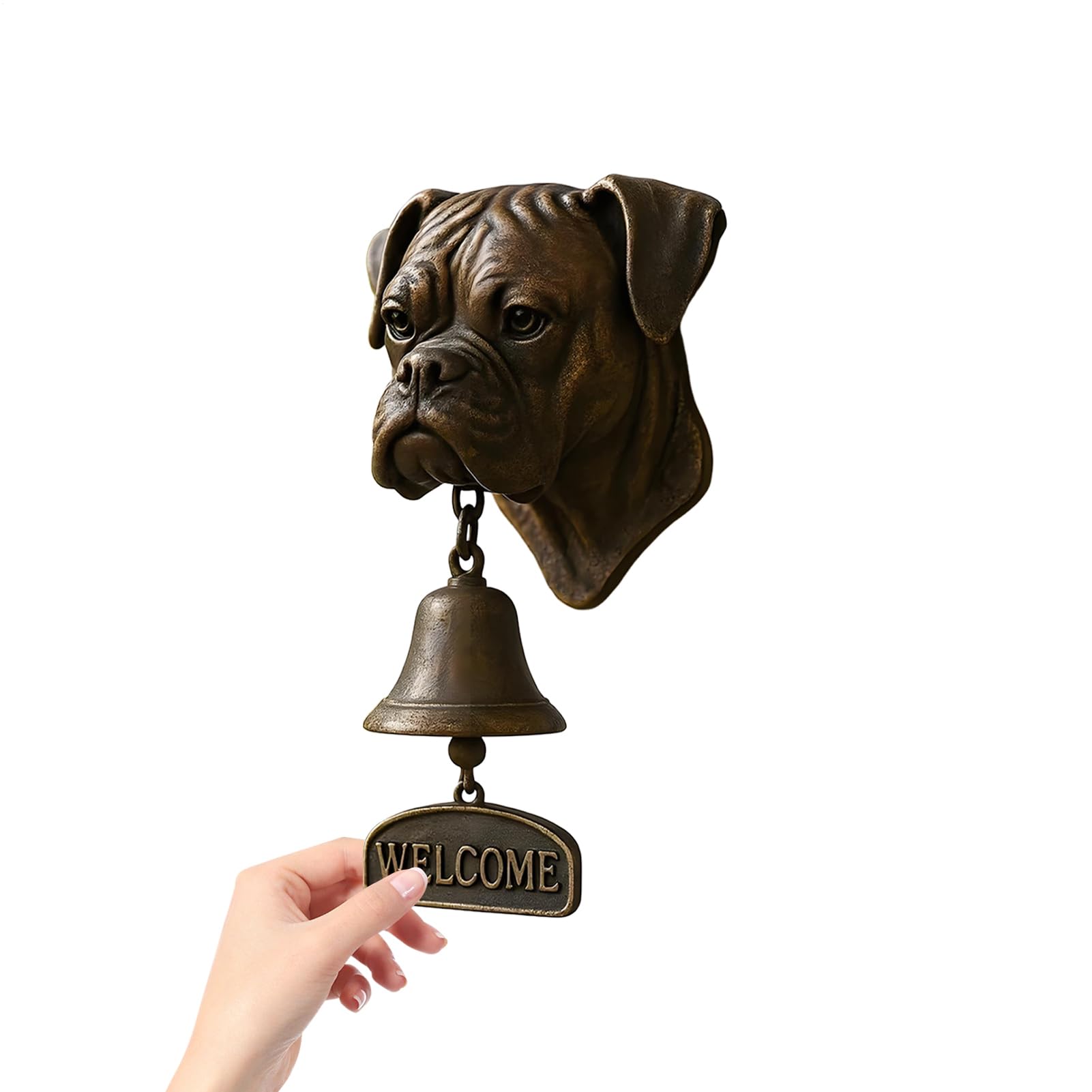 Cloche vintage extérieure tête de chien carillon de porte style maison de campagne