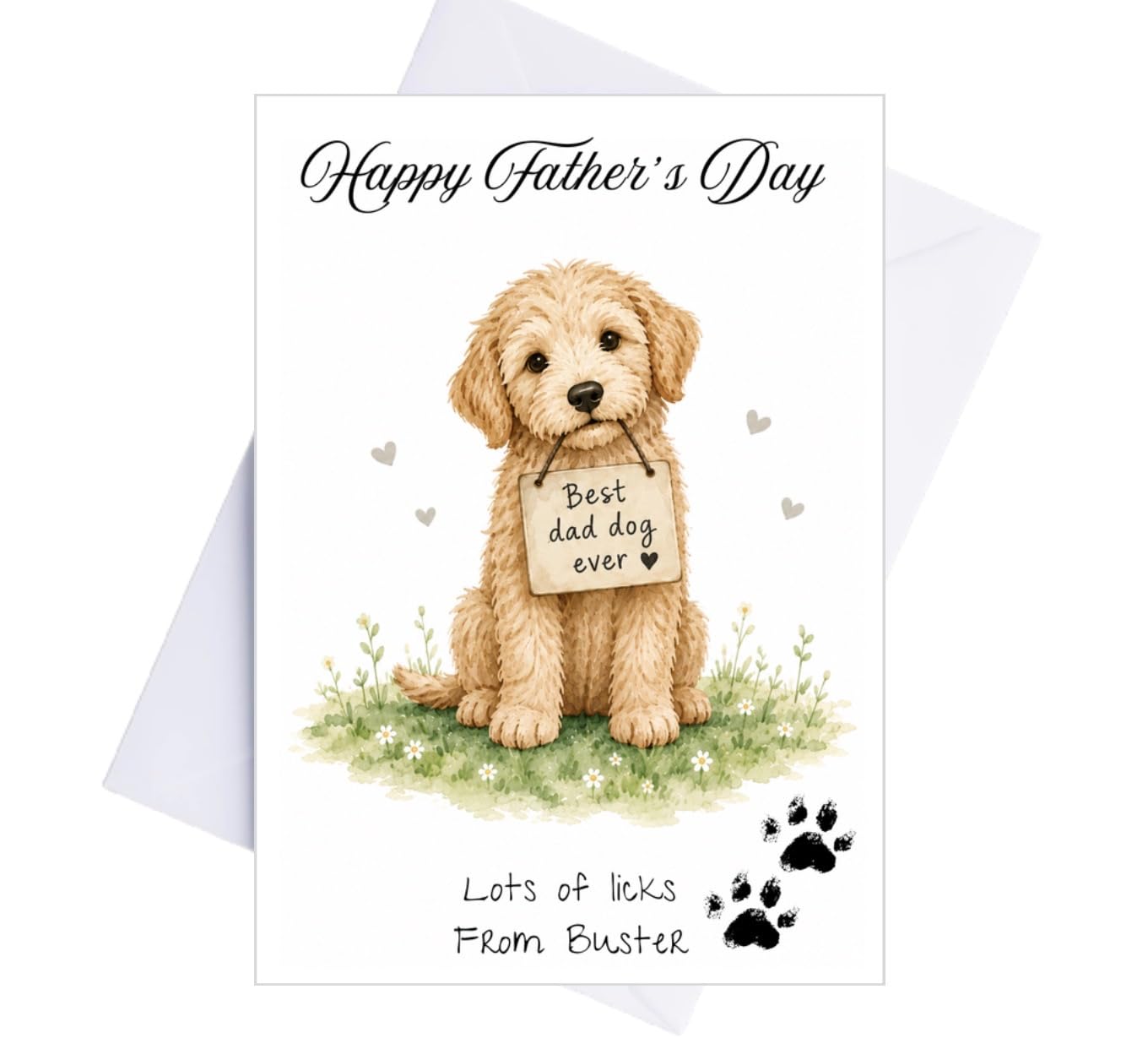 Personalised Father's Day Card from puppy, Cavapoo, Cockapoo Goldendoodle Design, Best Dad Dog Ever | Cute Pet Father’s Day Card | A5 & Envelope (Golden Dog)
