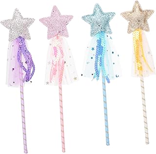 Homoyoyo 4 Pçs Varinha De Fada Varinha De Fita Juguetes Varinha Para Crianças Varinha De Princesa Varinha De Fada Brinquedos Varinha De Fada Estrela Brinquedo Tecido Decorativo Varinha De