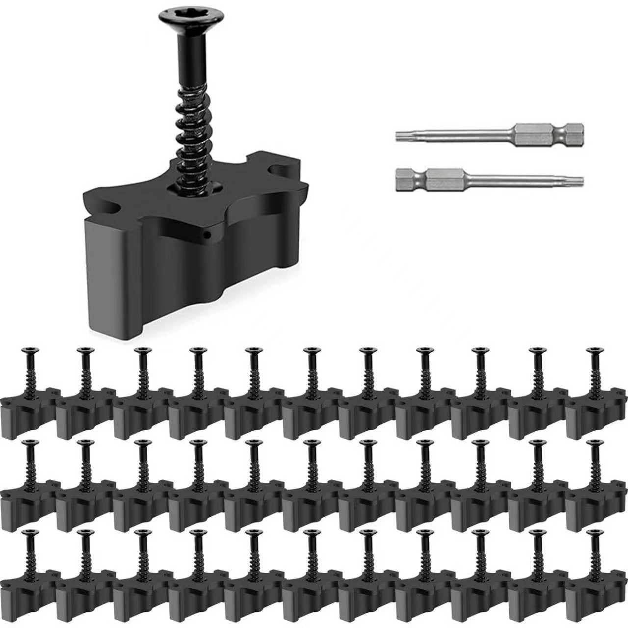 100 Pcs Hidden Deck Fasteners Composite Plate with Stainless Steel Screws for Universal Composite Decorative Plate Clamps and Drill Bits