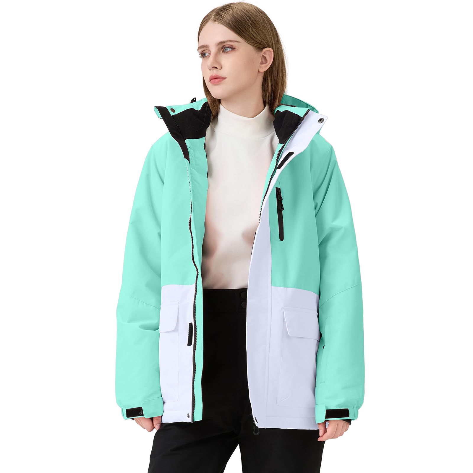 HOTIAN Conjunto de chaqueta y pantalones de esquí para mujer, juego de 2 piezas, traje de esquí para mujer, resistente al agua, cortavientos, invierno, cálido, esquí, nieve, juego de snowboard