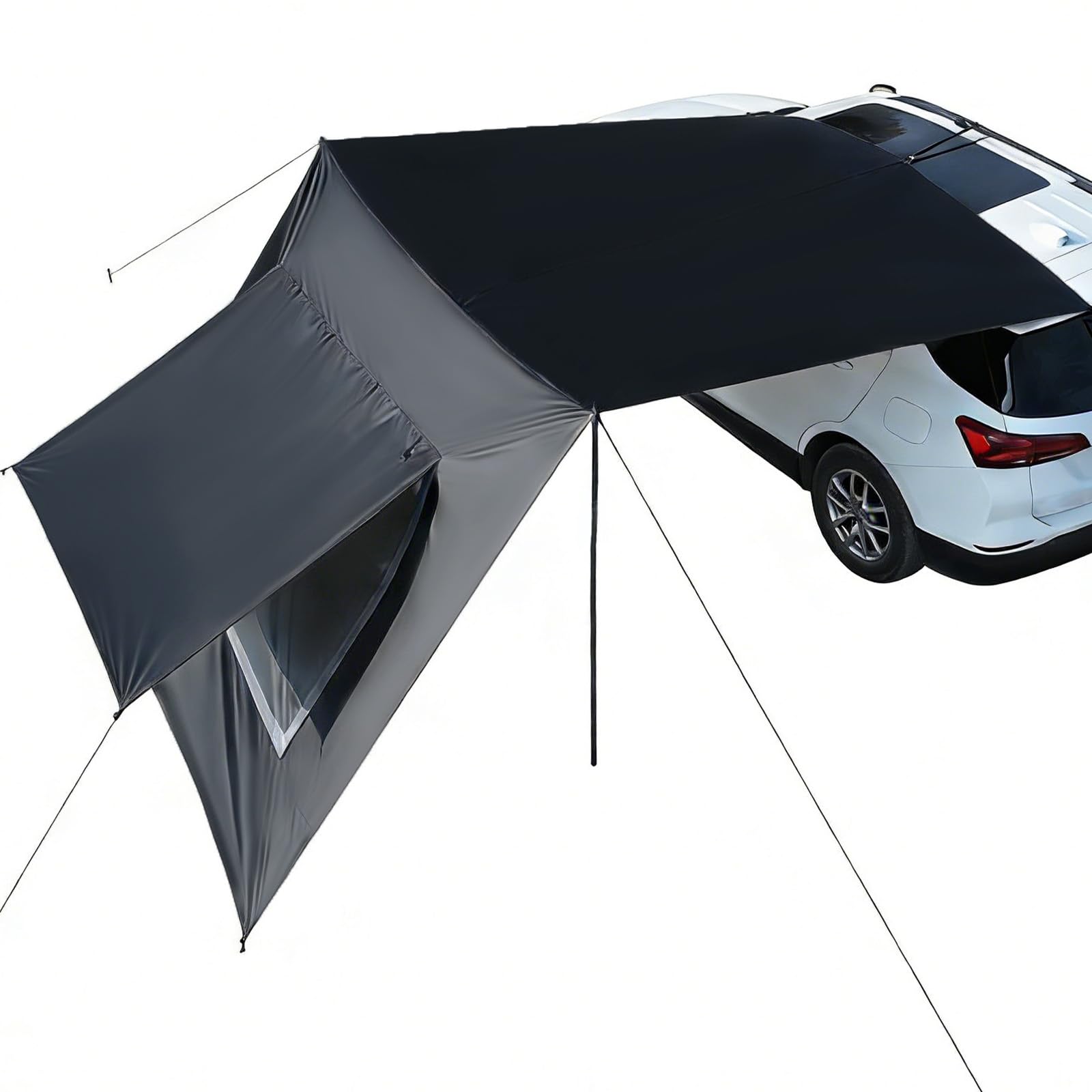 Auvent de camping imperméable et protection solaire pour van - 2,9 x 4,8 m - Avec poteau - Noir