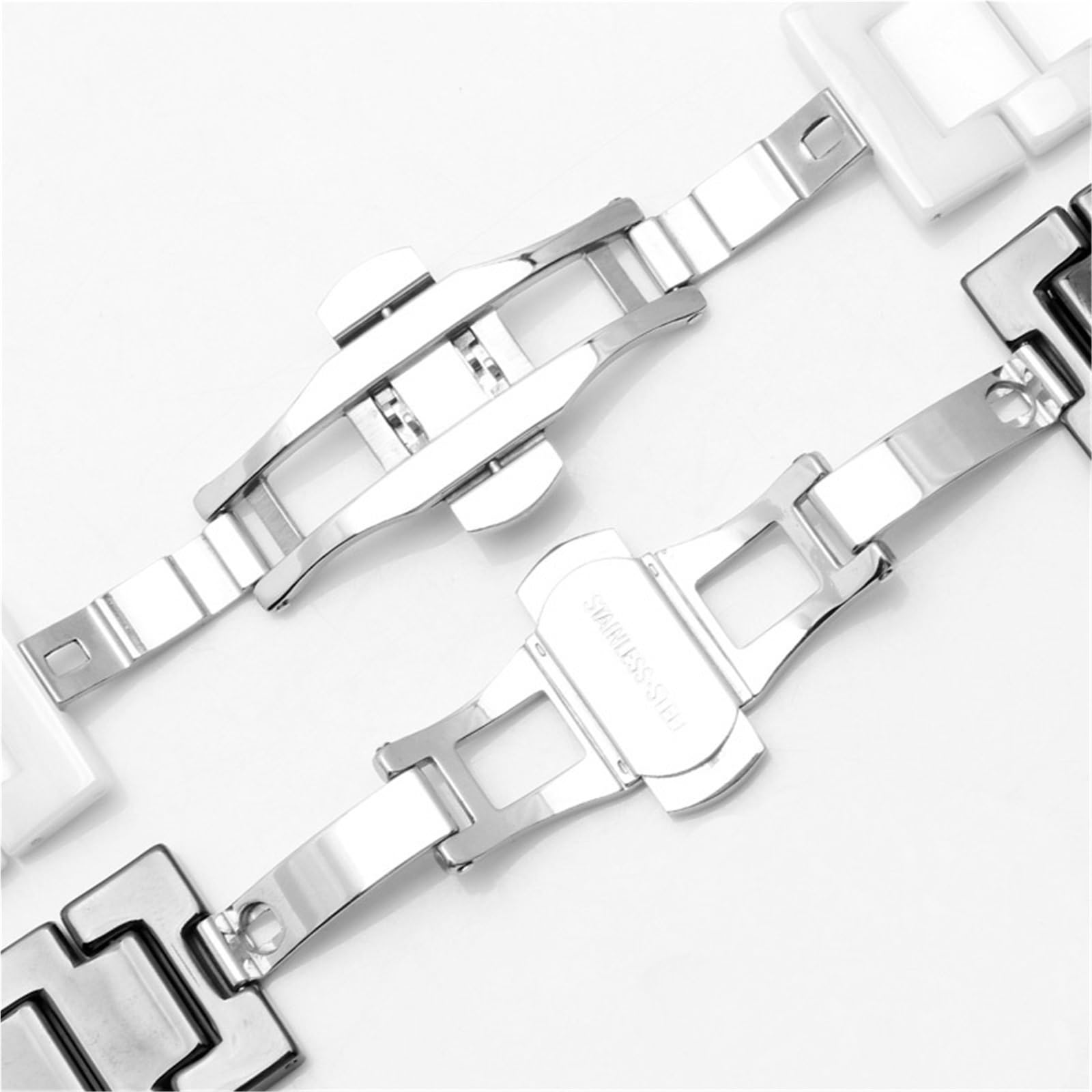 Correa de Reloj de cerámica cóncava de 20 x 11, 18 x 10 y 16 x 9 mm, Ideal para Hombres y Mujeres (Blanca, 20 mm)
