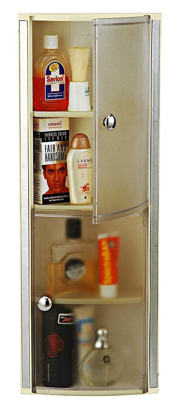 BRANCO Crystal Cabinet for Bathroom Organiser | (Stainless Steel, Plastic) Storage Cabinet for Living Room | Bathroom Shelves | Multipurpose Use | Corner Shelf (Made in India) Ivory - BRC-708 (B0CQVB3845) Amazon Price History, Amazon Price Tracker