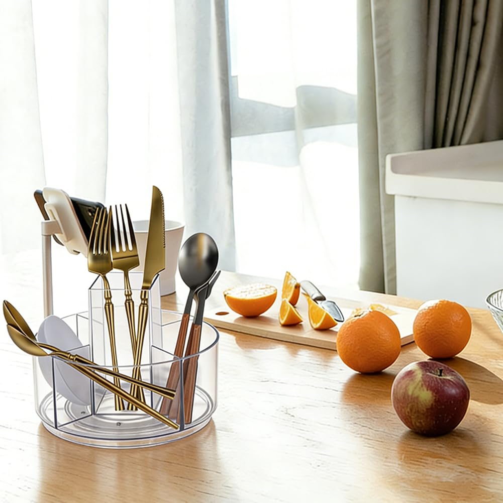 AHANDMAKER 1 portapenne per scrivanie da scrivania girevole a 360 gradi, organizzatore trasparente per riporre penne, tazza, accessori da scrivania, organizzatore per ufficio, casa, trucco
