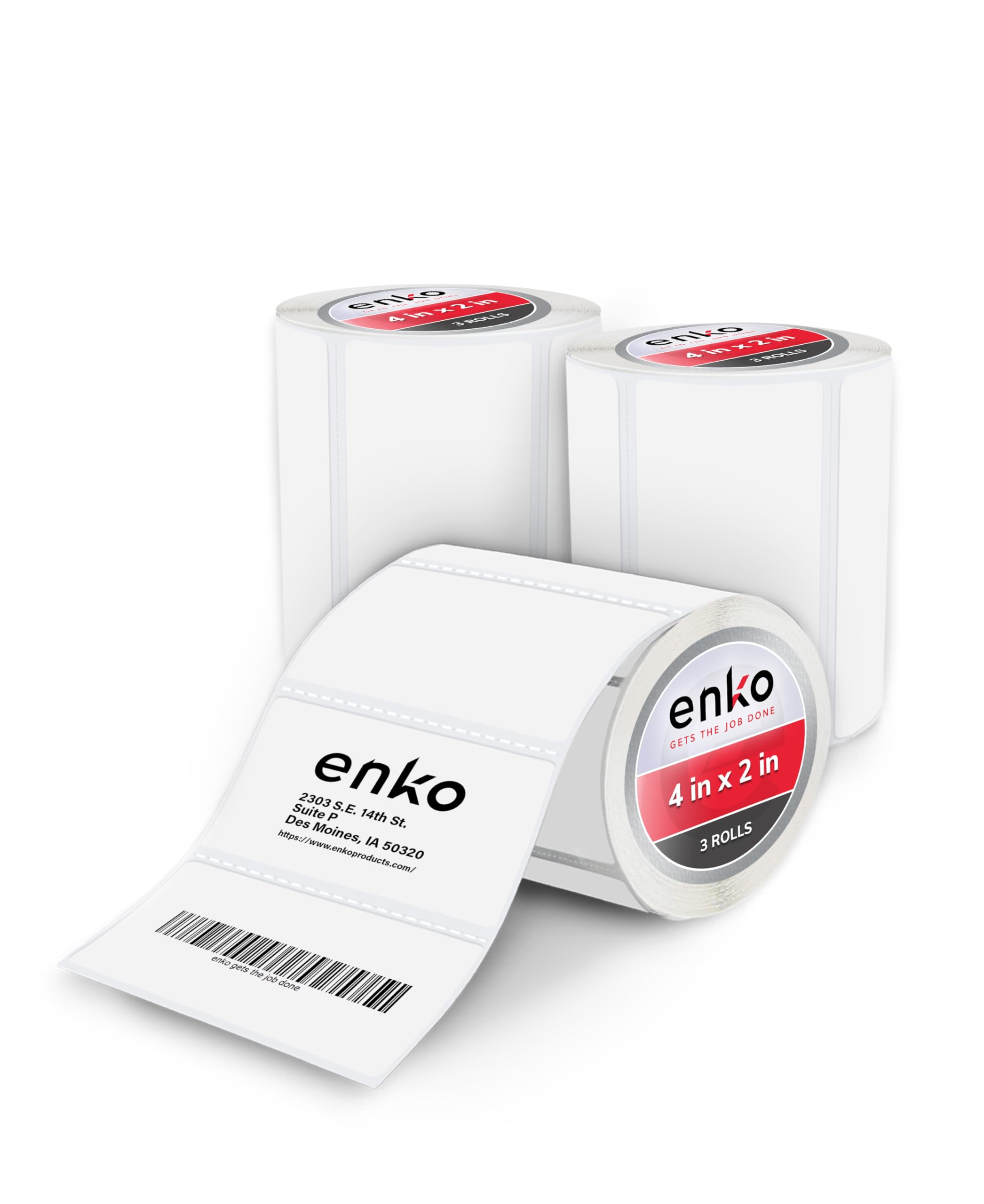 enKo 4" x 2" Labels for Zebra Desktop Printers (3 Rolls | 2,250 Labels) Direct Thermal Address Mailing Shipping Barcode FBA Stickers FNSKU Label for Zebra and Eltron (Perforated)