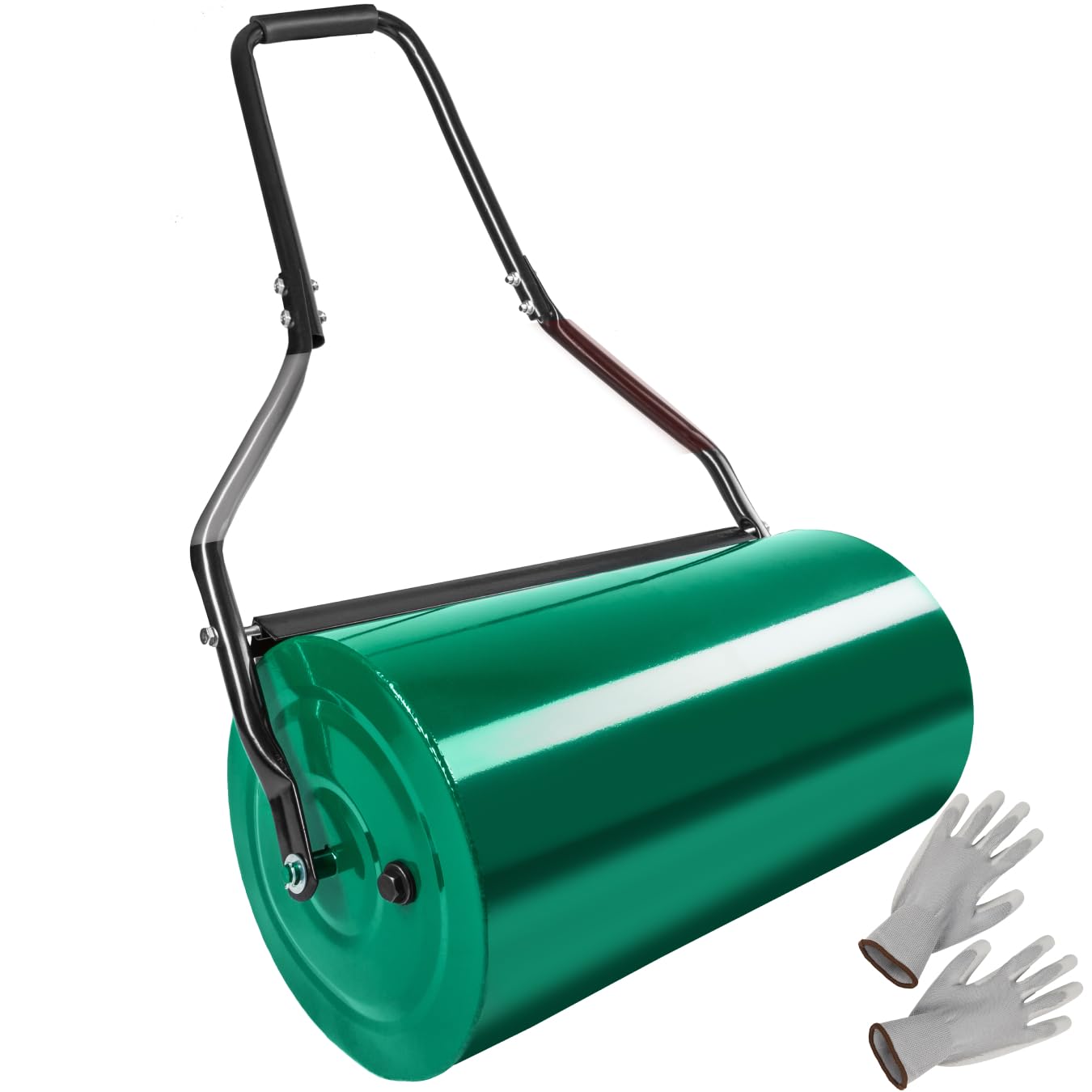tectake Rodillo de Césped de Metal 60 cm de Ancho para Remover la Tierra para Plantas, con Rascador de Suciedad, Rodillo Compactador Tierra, Mango Acolchado, Decoracion Jardin Exterior - 50 litros