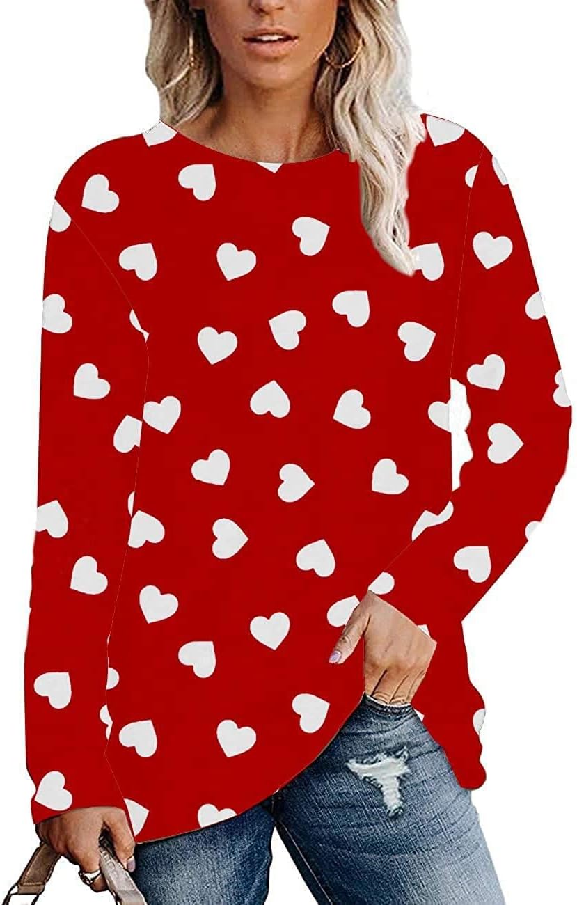 Valentines Shirt Women Long Sleeve Funny Costume Holiday Love Hearts Graphic Shirts