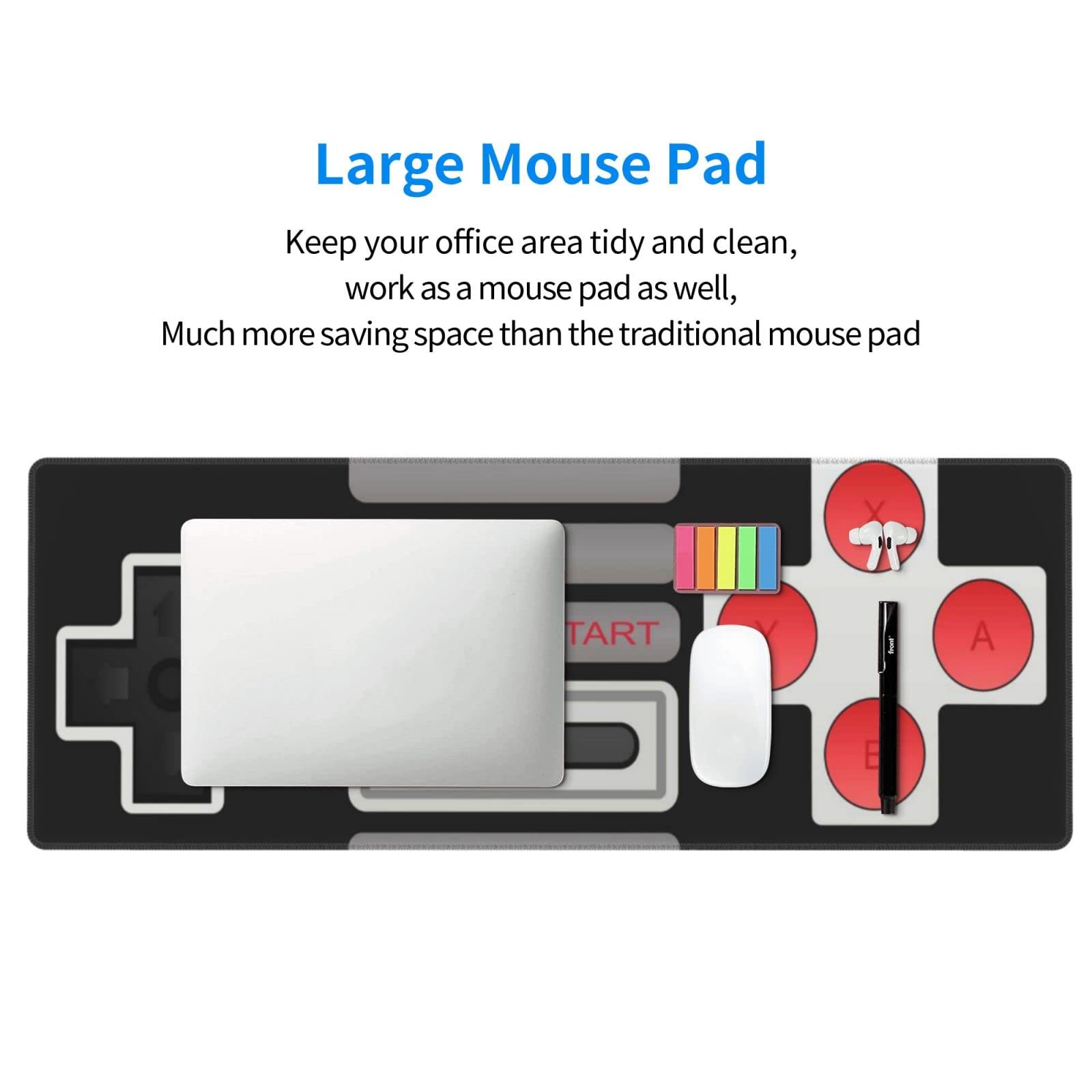 ALIXO Retro Cool Remote Control Stick Consola Botones Arcade Joystick Gaming Teclado Mouse Pad Accesorios Enorme Extendido XL Borde Costura Suela de Goma para Oficina en Casa (31.5 "x