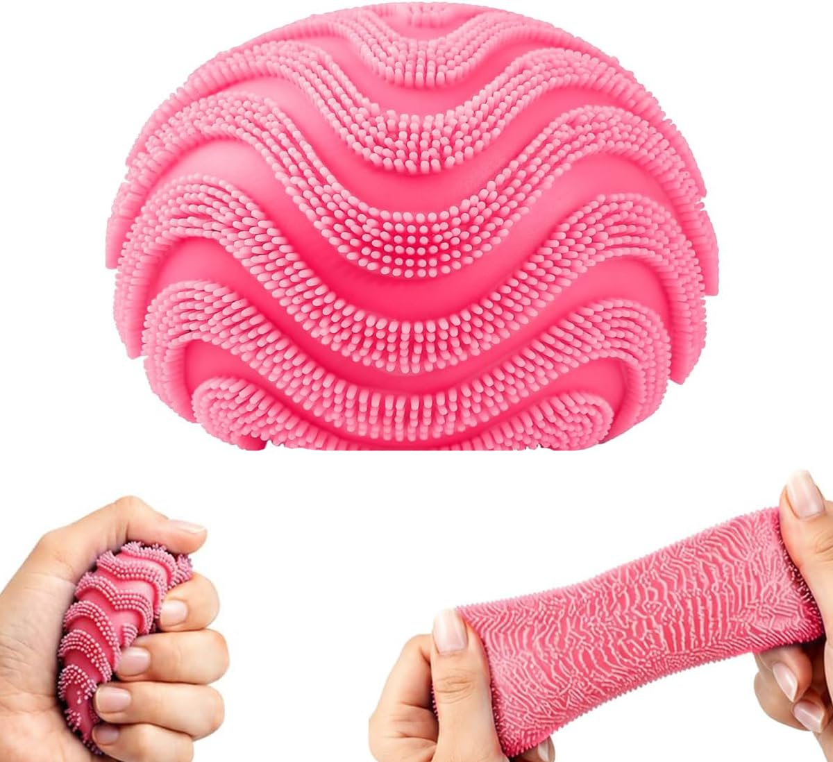 Fuzz Ball Fidget Stress Toy Silicone Squishy Stress Balls Stress Relief Fidget Sensory Toy Portable Anxiety Relief Squeeze Toy for Boys Girls Home Office Classroom Relaxation Pink — image 1