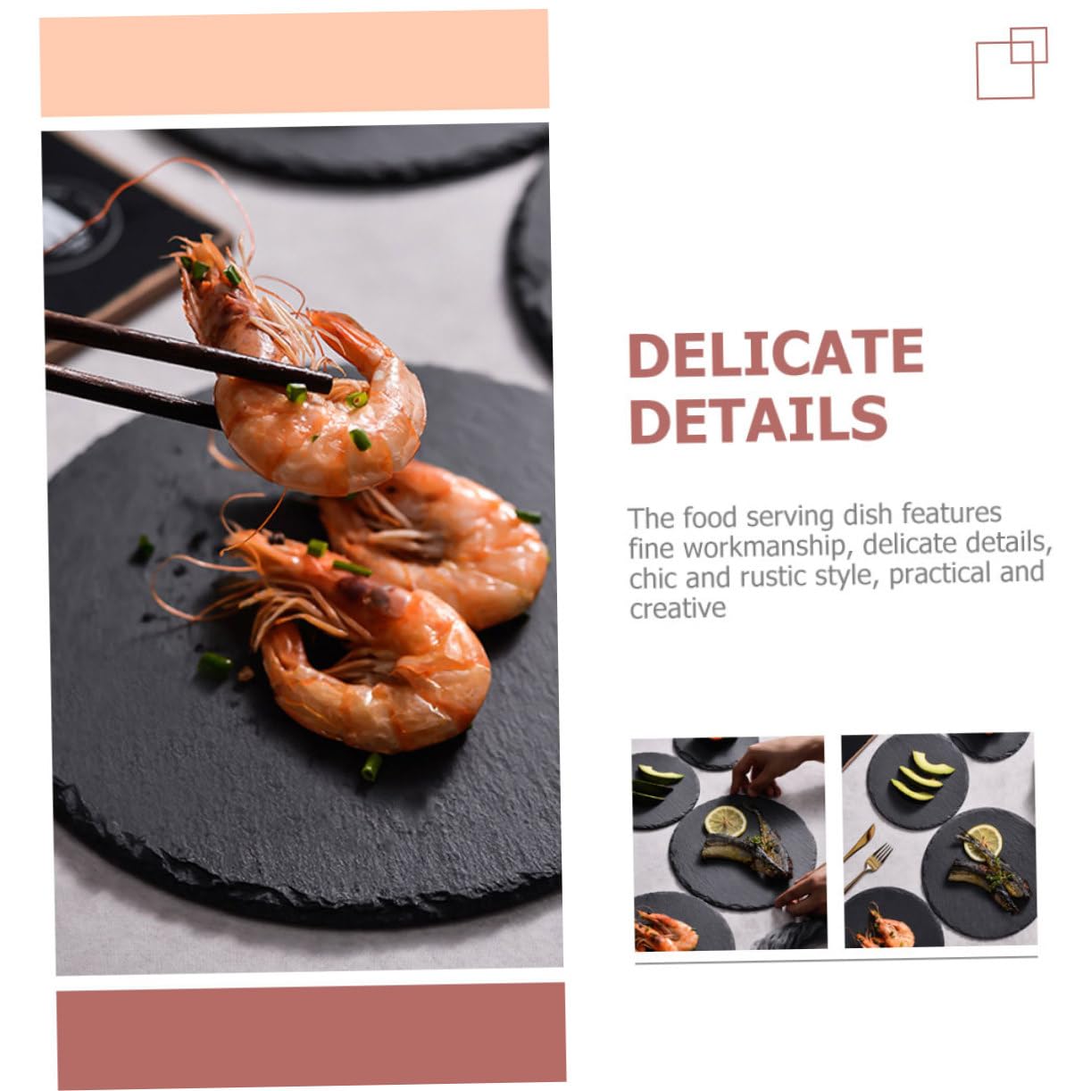 Piatto Rotondo in Ardesia Nera per Dessert e Bistecca, Stile Rustico e Chic, per Ristorante e Casa, Vassoio Multifunzione