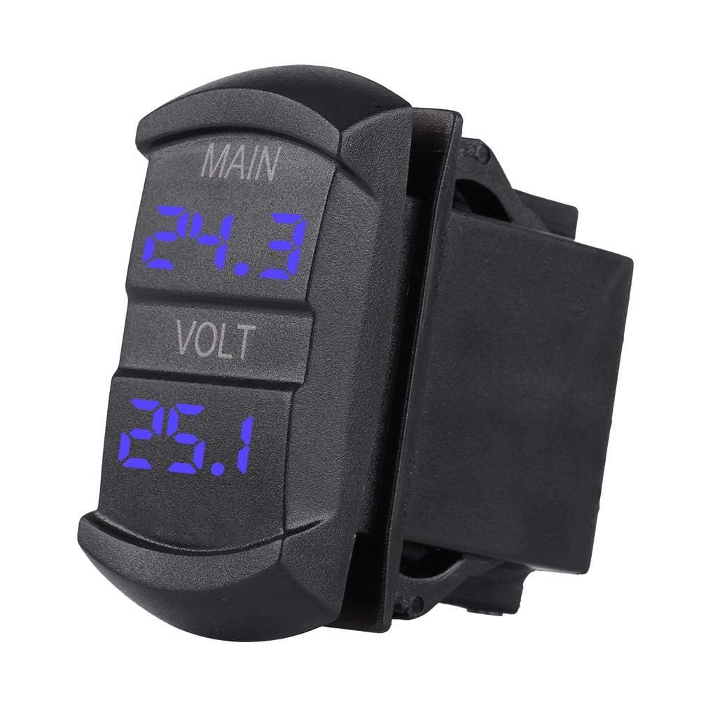 Voltímetro doble digital EVGATSAUTO, coche DC 10V-60V LED azul Voltímetro dual digital Ajuste universal para la mayoría de 12-24V Coche Motocicleta ATV UTV RV Vehículos Barco marino