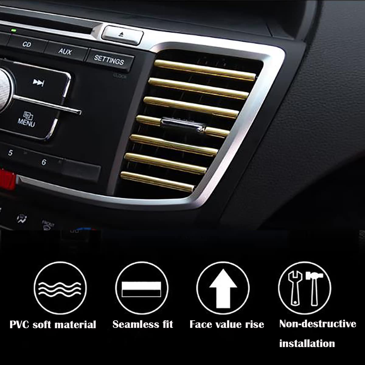 20 Strisce Decorative Per Aria Condizionata Auto - Galvanotecnica Oro, Design A U Universale - Foto 5