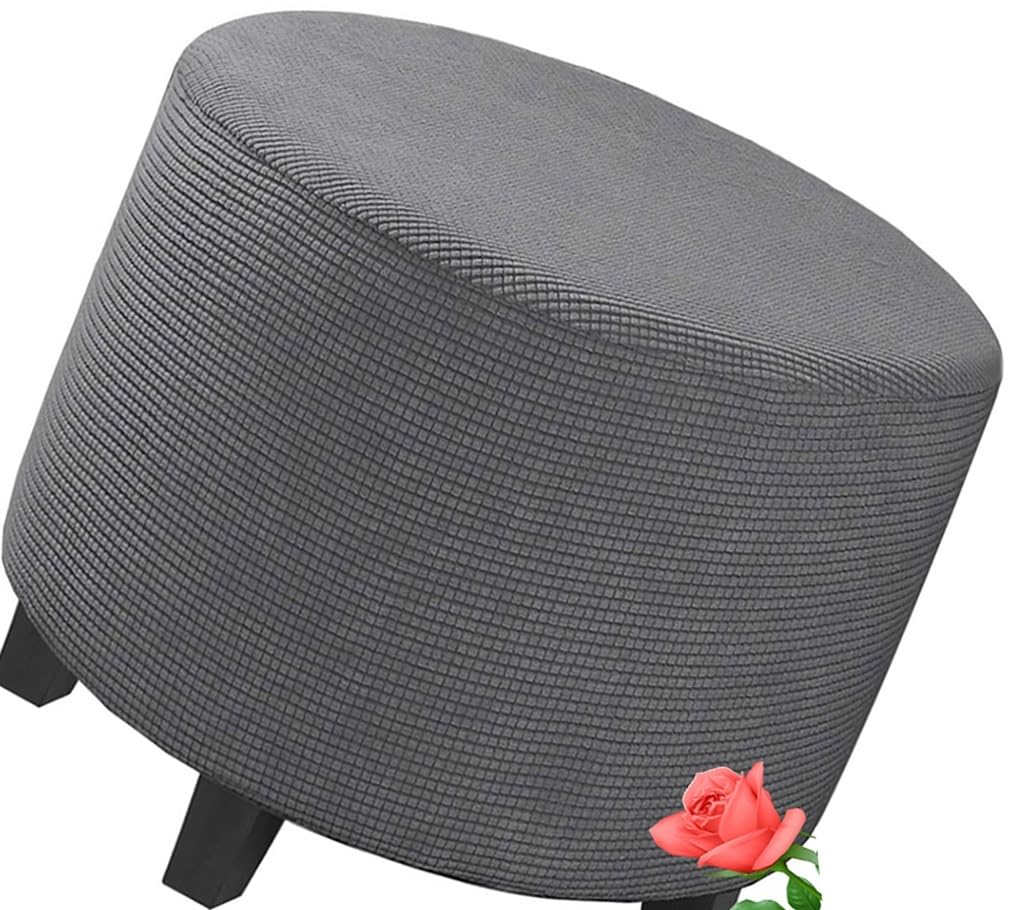 MeRcri Stretch Ottoman Slipcovers Round Ottoman Covers Removable Footstool Covers Storage Ottoman Protect Covers for Living Room, Machine Washable (Color : 0012, Size : 60 cm)