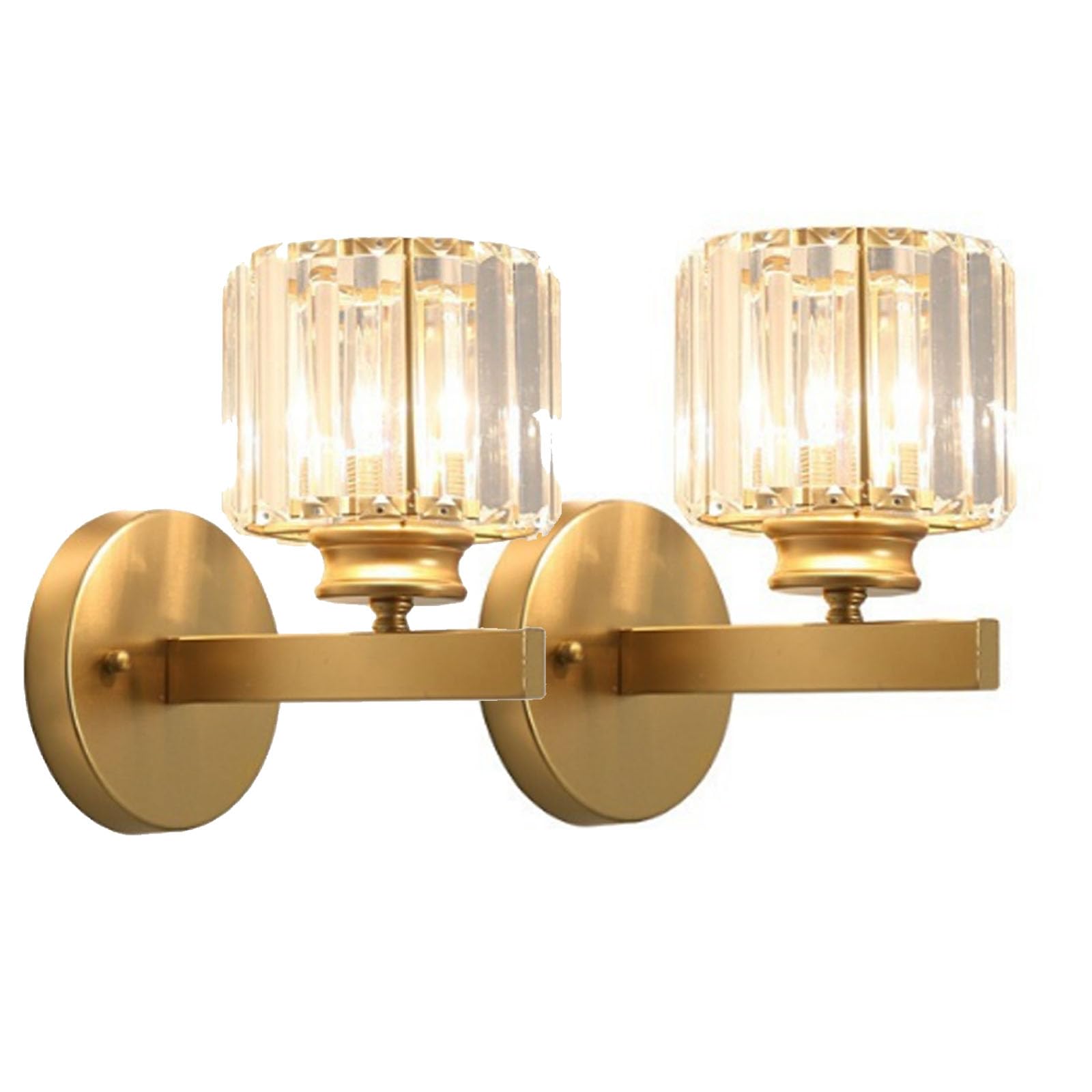 FZQSXAZU 2 Pack Modern Crystal Gold Wall Light Sconce,E27 Lamp,Wall Lighting Fixtures for Bedside Bedroom Living Room(Color:Gold Round)