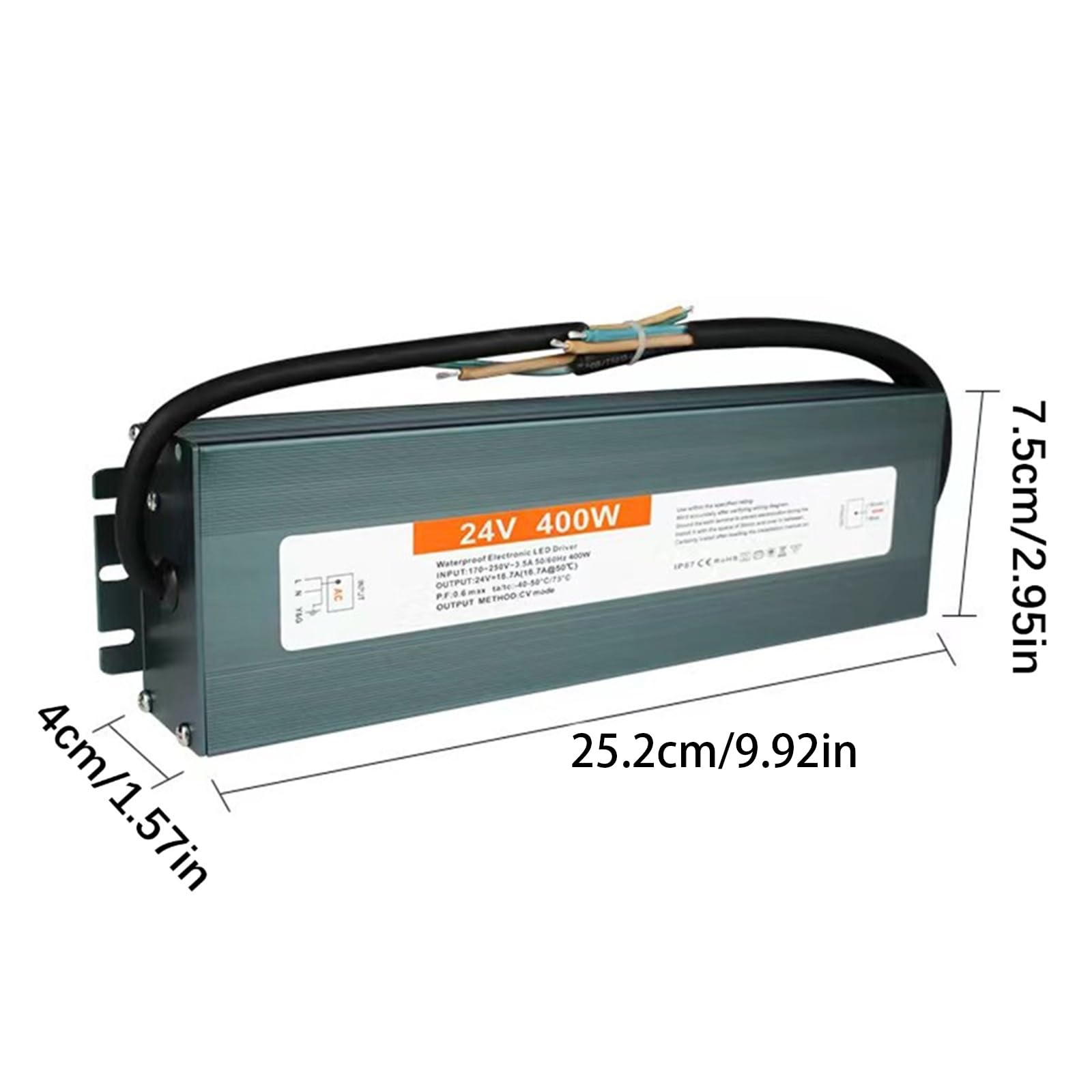 24 V, 400 W, IP67-zertifizierter Aluminium-Wechselrichter mit Überlastung und 20 ℃ ~ + 60 ℃ Betrieb