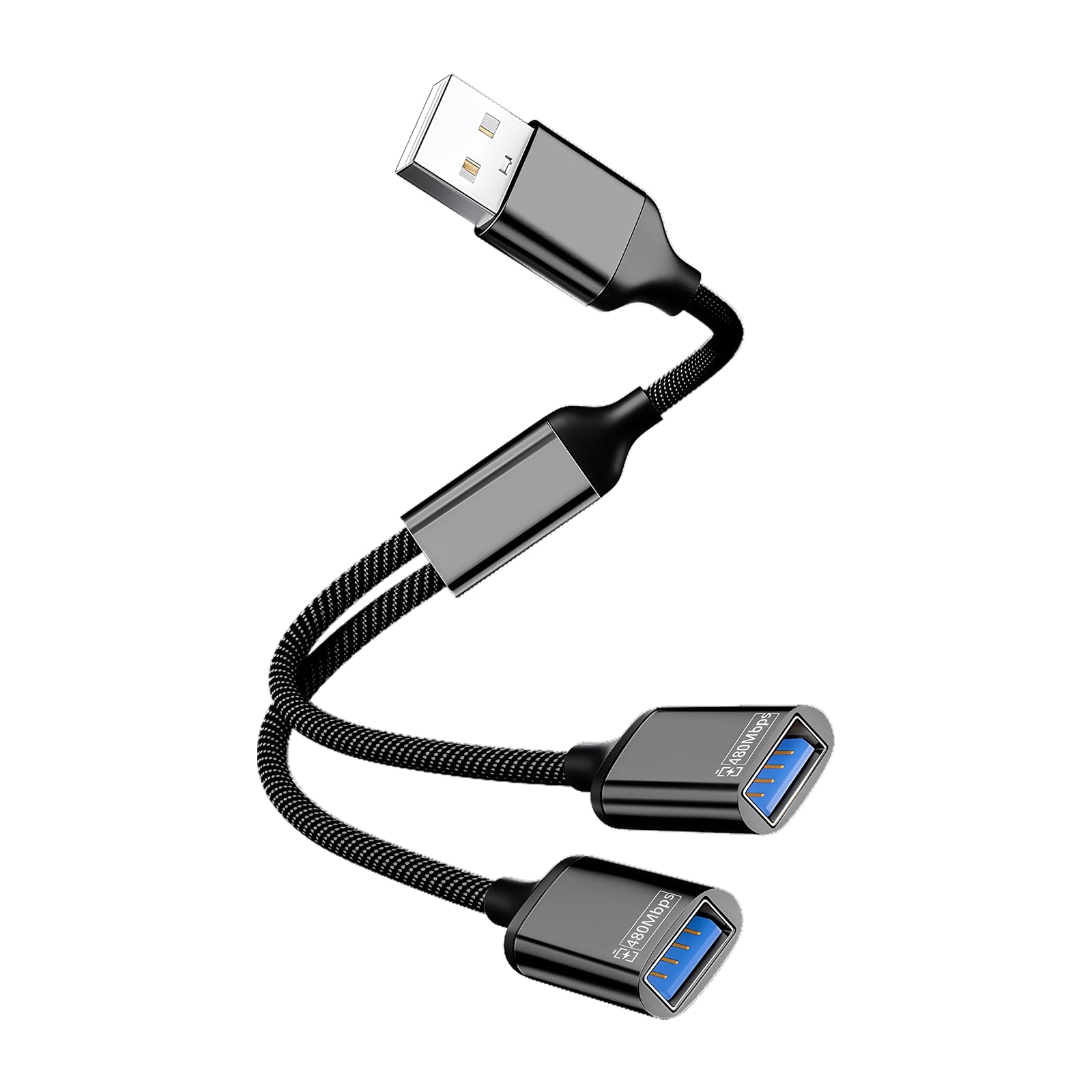 Avigers USB Splitter 2 Port für Laptop, USB Doppelstecker Y Kabel Verteiler 1 auf 2 Adapter für Datenübertragung und Aufladen, MacBooks, Desktops, PCs, Tastatur Maus, PS5, Drucker
