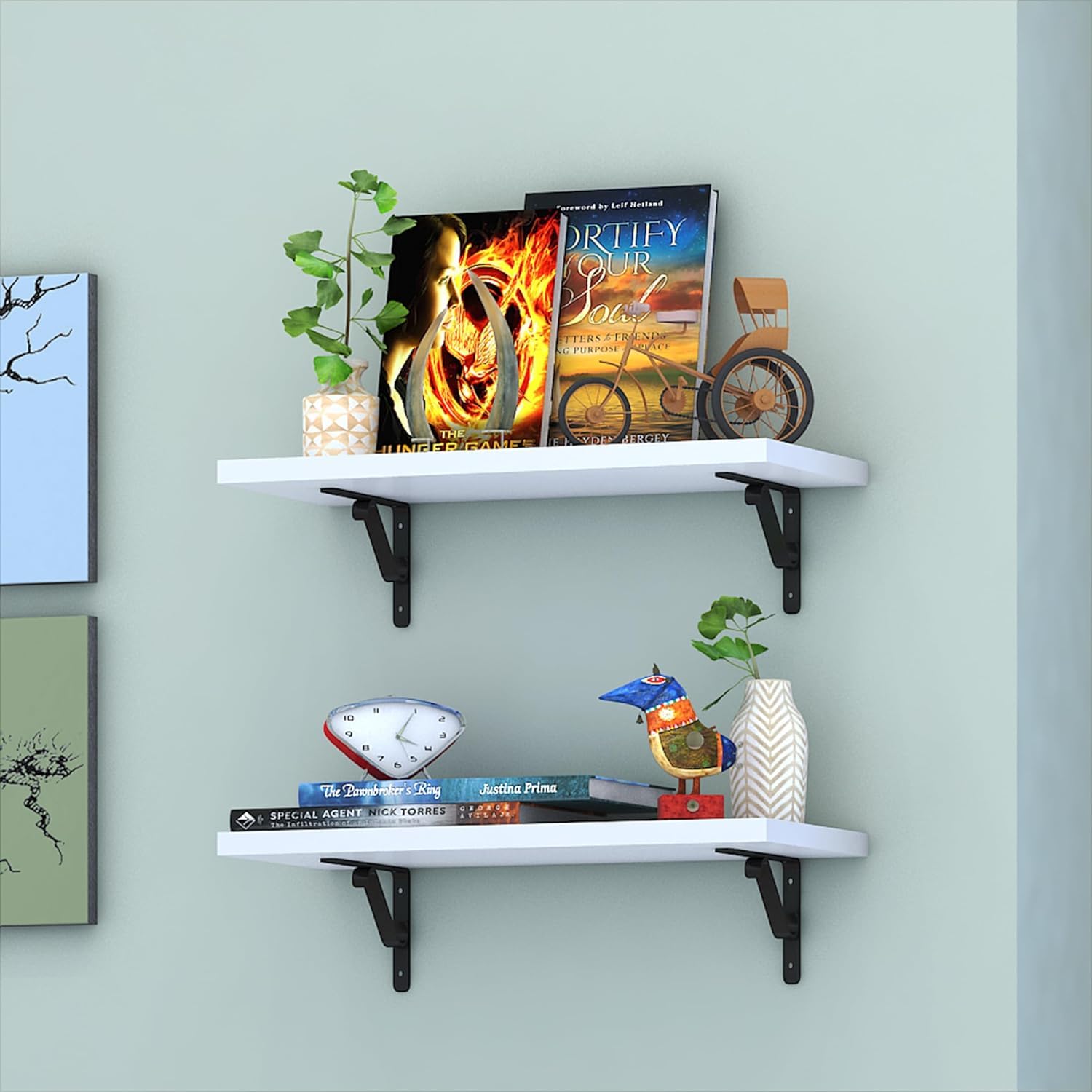 Floating Wall Shelf for Home, Floating Shelf for Offices, Floating Shelf for Bedroom, Wooden Shelf (White)-image-25
