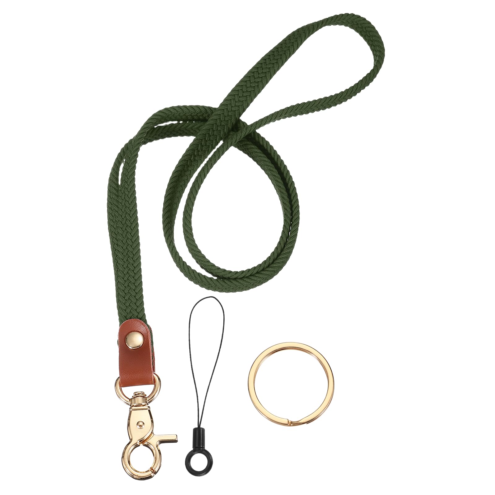 PATIKIL Stretchy Lanyards, Retractable Neck Lanyards with Lobster Clasp Elastic Long Keychain Holders for Teacher Women Men Holding Id Badges Wallet Phone, Army Green