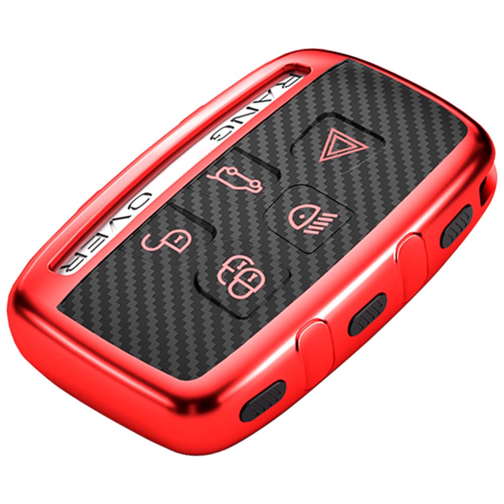 LcyamKey Fob Case Cover Compatible with LRX LR4 LR2 Sport XF XJ XE F-PACE Keyless Smart Key, Red