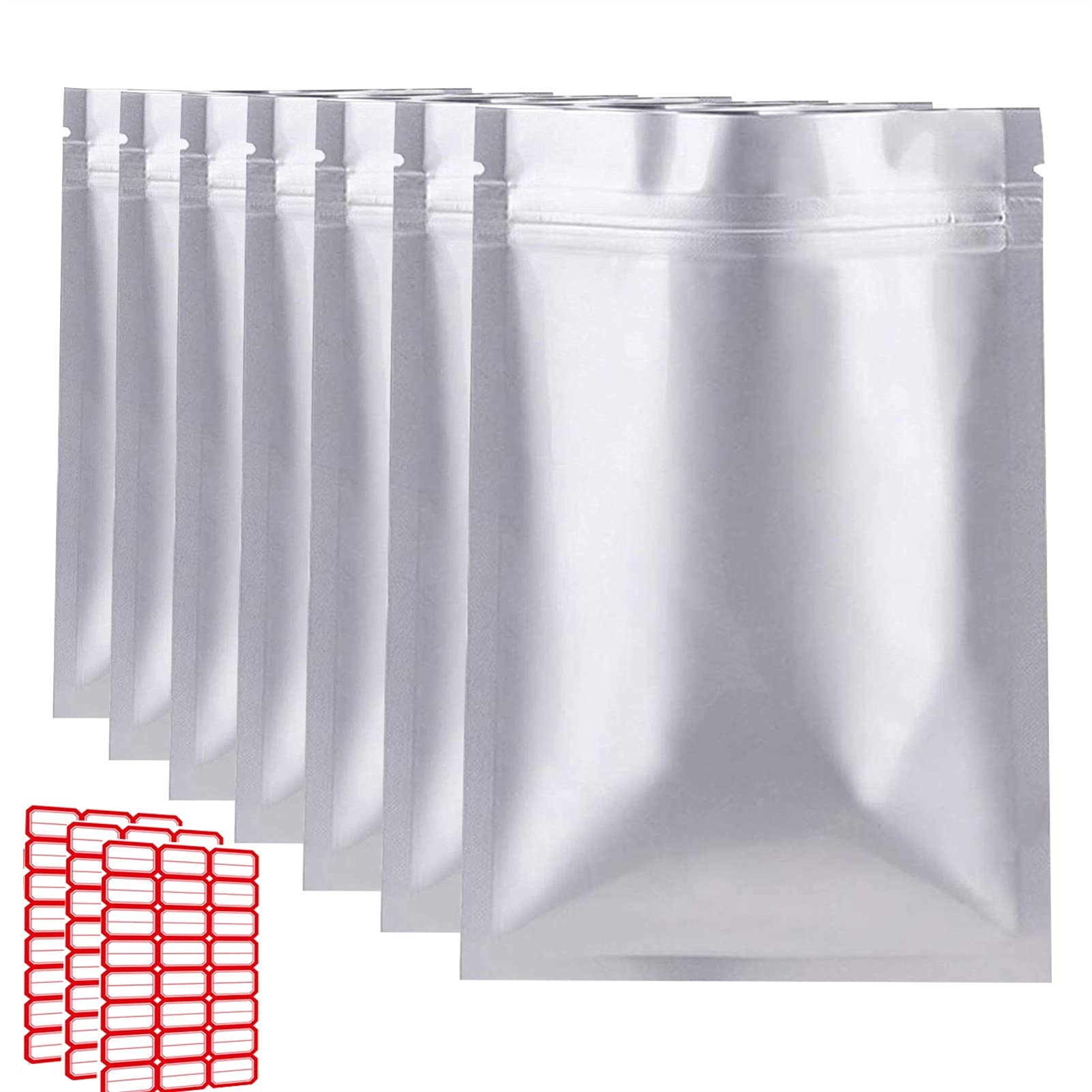 Vorderseite Aluminium-Verpackungssäcke, Aluminum Foil Mylar Food Storage Bags Resealable Heat Sealable Multiple Sizes Pack of 100(26x35cm)