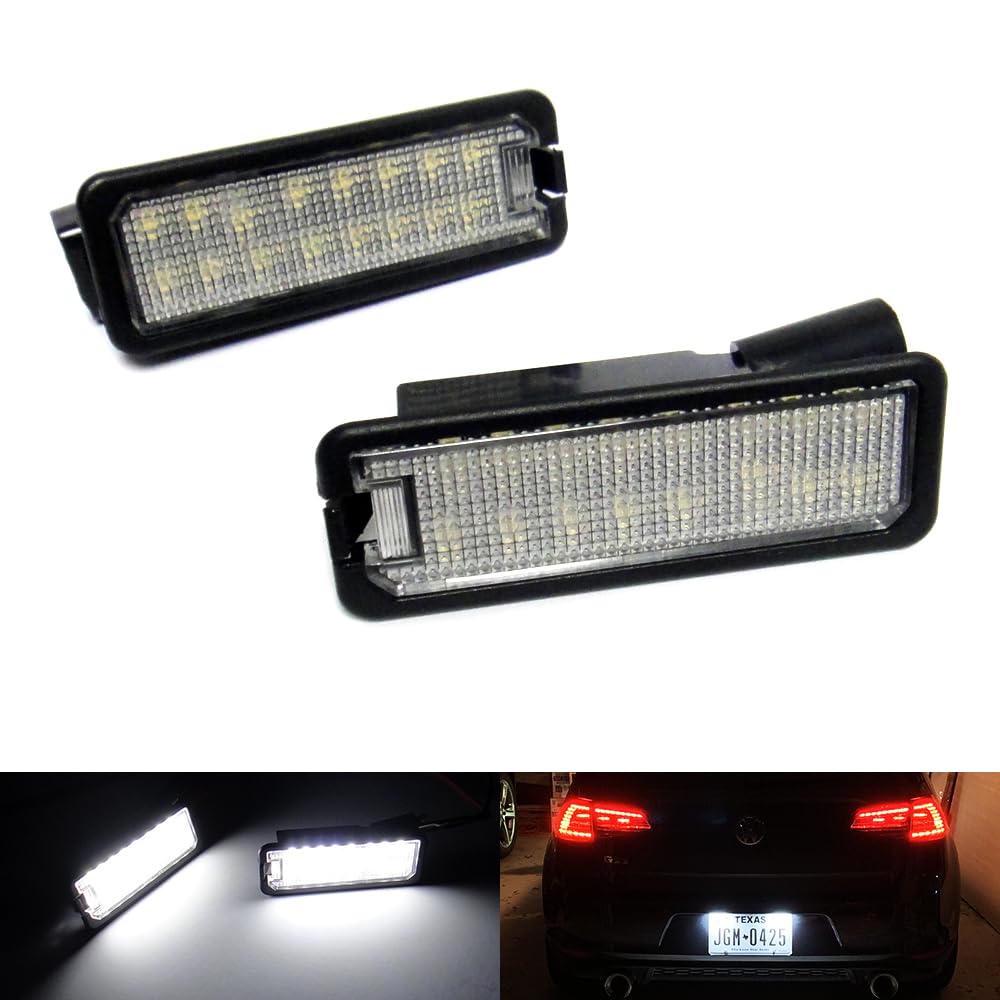 RZGMTSPT 2x LED License Plate Light Tag Lamp Assembly White For VW Golf R GTI V VI VII VIII Rabbit Polo Eos CC Passat B7 B8 Arteon Beetle