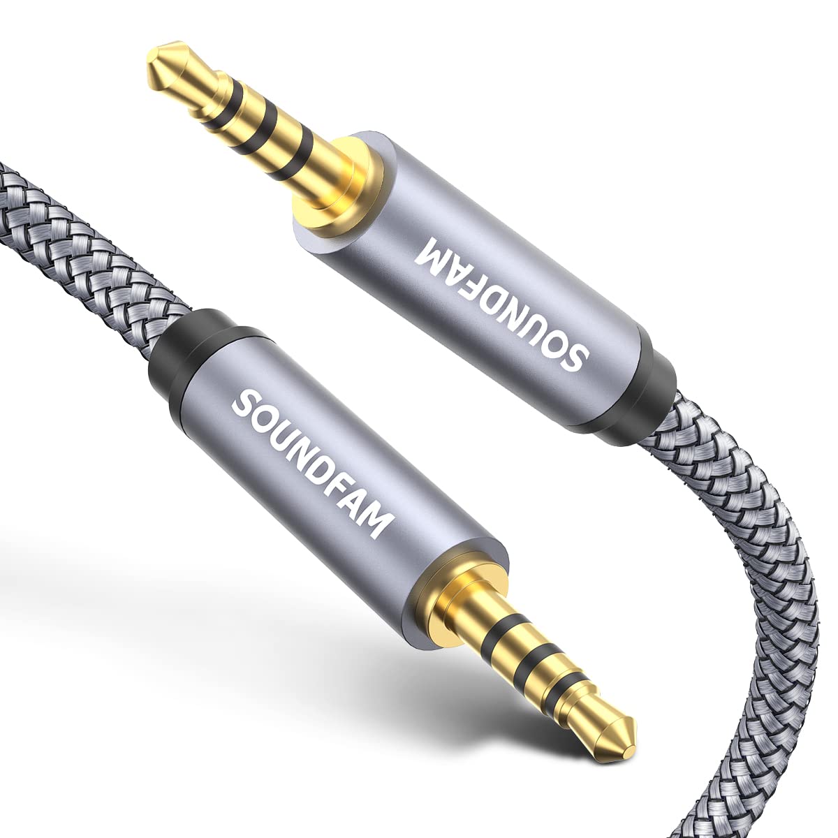 3.5mm Audio Cable TRRS AUX Cable Male to Male 4 Pole Headphone Cable Nylon Braided Auxiliary Cord (Compatible Mic Function) for Tablets, Headphones, Laptop-Grey(3.3 Feet/1M) 3.5mm Audio Cable TRRS AUX Cable Male to Male 4 Pole Headphone Cable Nylon Braided Auxiliary Cord (Compatible Mic Function) for Tablets, Headphones, Laptop-Grey(3.3 Feet/1M)