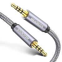 Vista 1 de Cable de audio de 0.138 in macho a macho, cable auxiliar TRRS trenzado de nailon (función de micrófono compatible) para tabletas, auriculares