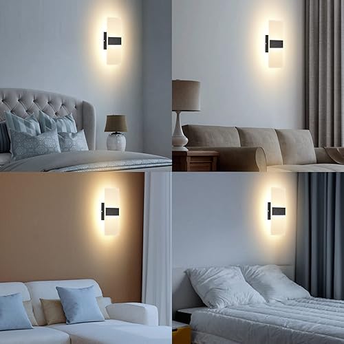 Miniatura 5 de TRLIFE Apliques de pared LED regulables, modernos apliques de pared, juego de 2 luces montadas en la pared de 12 W, 3000 K, blanco cálido,