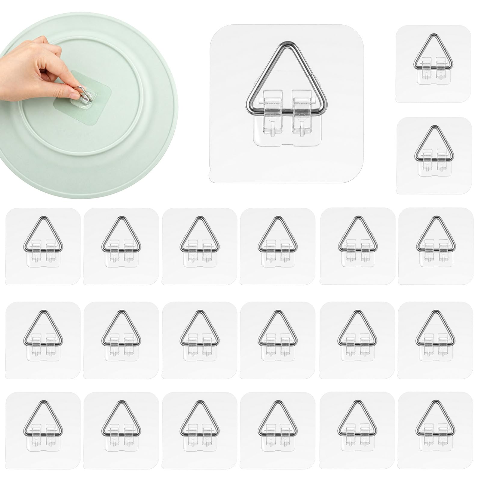 20Pcs Display Plate Hangers for Walls, Adhesive Picture Hangers(Triangle)