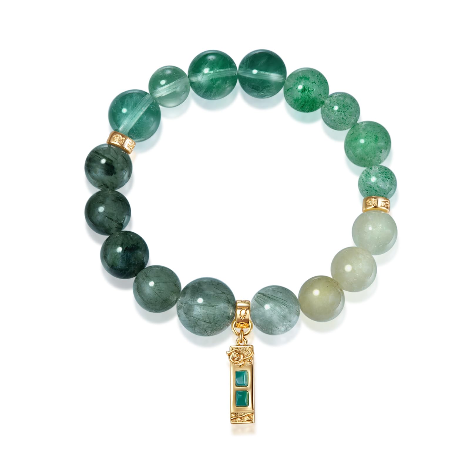 Five Elements Solid 925 Sterling Silver 18K Gold/White Gold Vermeil Crystal Gemstone Beads Bracelet gift for women