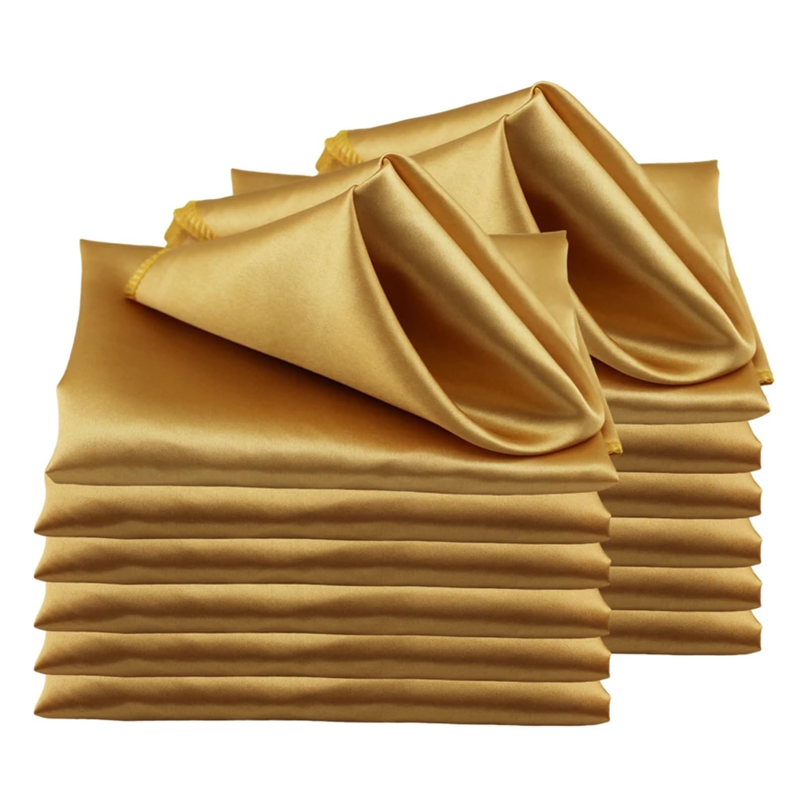 Table Napkins 60pcs 48x48cm 19inch Square Satin Napkins For Wedding Party Decors Soft Cloth Dinner Napkin Restaurant(Gold)