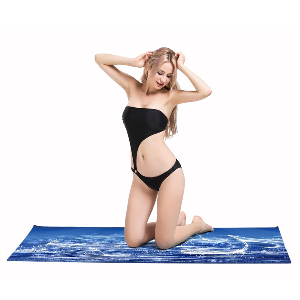 Mugod Bath Towel Beach Towel Music Magical Water with Musical Notes Blue Quick Drying Bath Towels Cotton Polyester for Home Bathroom Pool and Gym 32 X 64 Inches