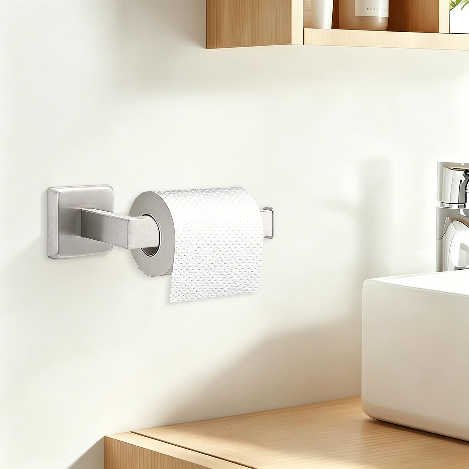 NearMoon Bath Square Toilet Paper Holder, Premium SUS304 Stainless Steel Rustproof Wall Mounted Toilet Roll Holder for Bathroom, Kitchen, Washroom (Brushed Nickel) — Amazon image 7