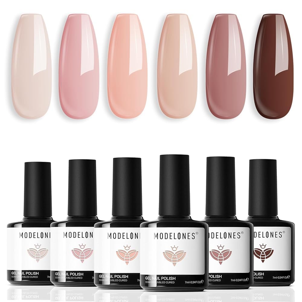 Modelones UV Nagellack,Gel Nagellack UV 6 Chamäleon Farben,Glitzer Grün Blau Lila Soak Off Nail Polish French Manicure DIY zu Hause Geschenke