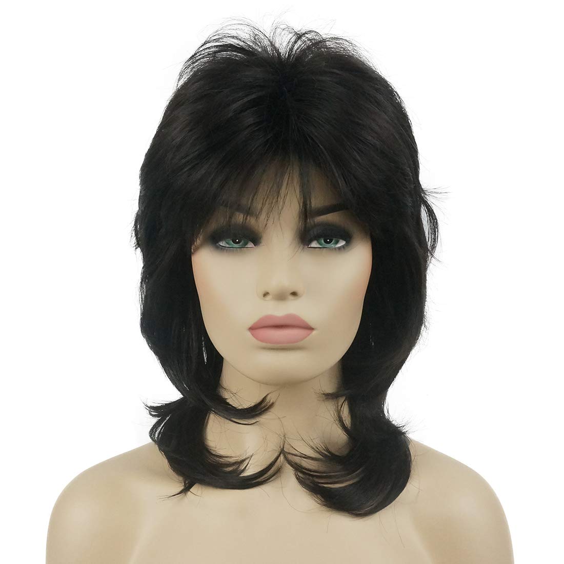 LydellLong Soft Shaggy Layered Dark Brown Wig Classic Cap Full Synthetic Wigs