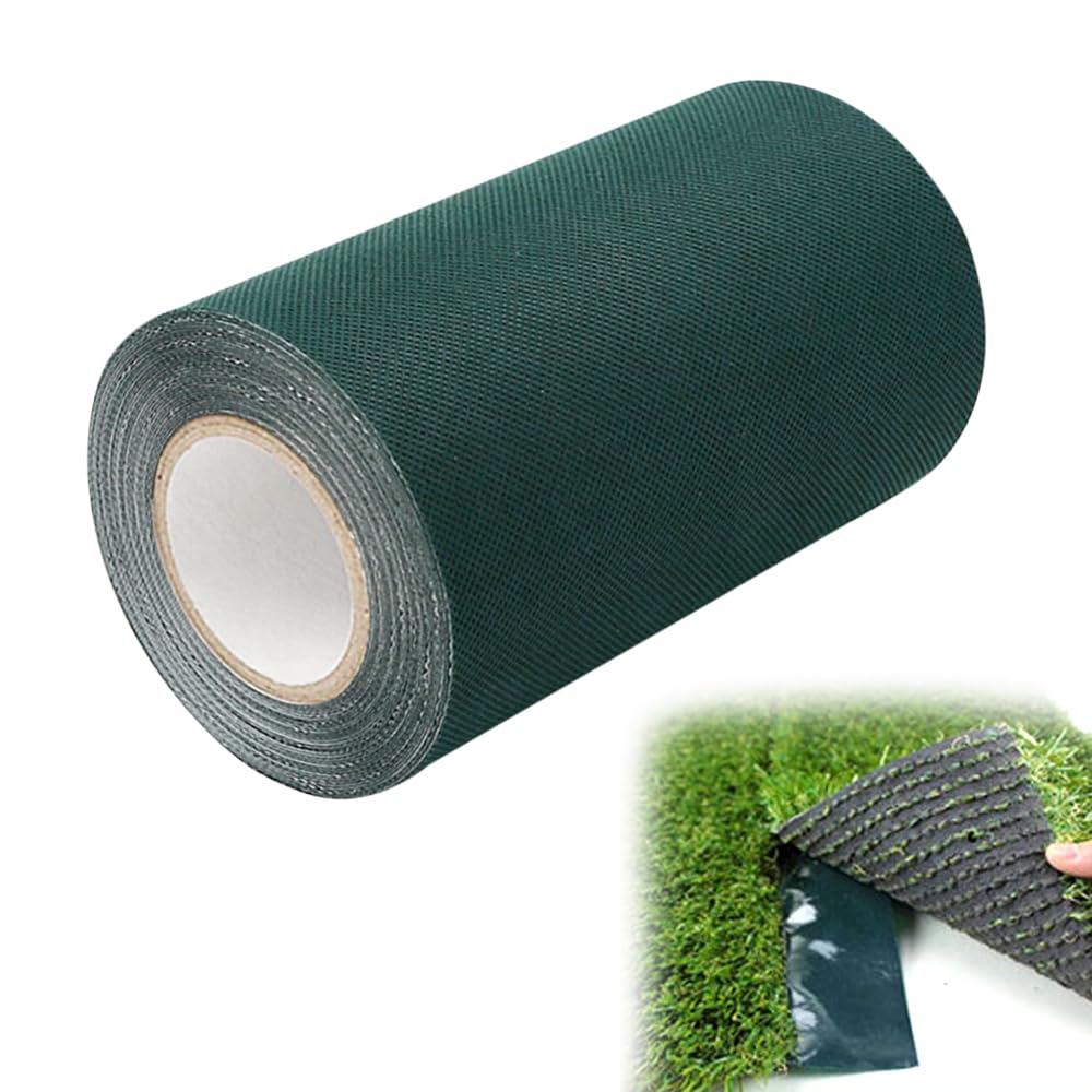 15cmx5m Kunstrasen Kleber Klebeband Künstliches Grasband Kunstrasenband Selbstklebend Rasenteppich Klebeband zur Befestigung von Kunstrasen Nahtband Nahtklebeband für Garten Rasen Teppich Grün