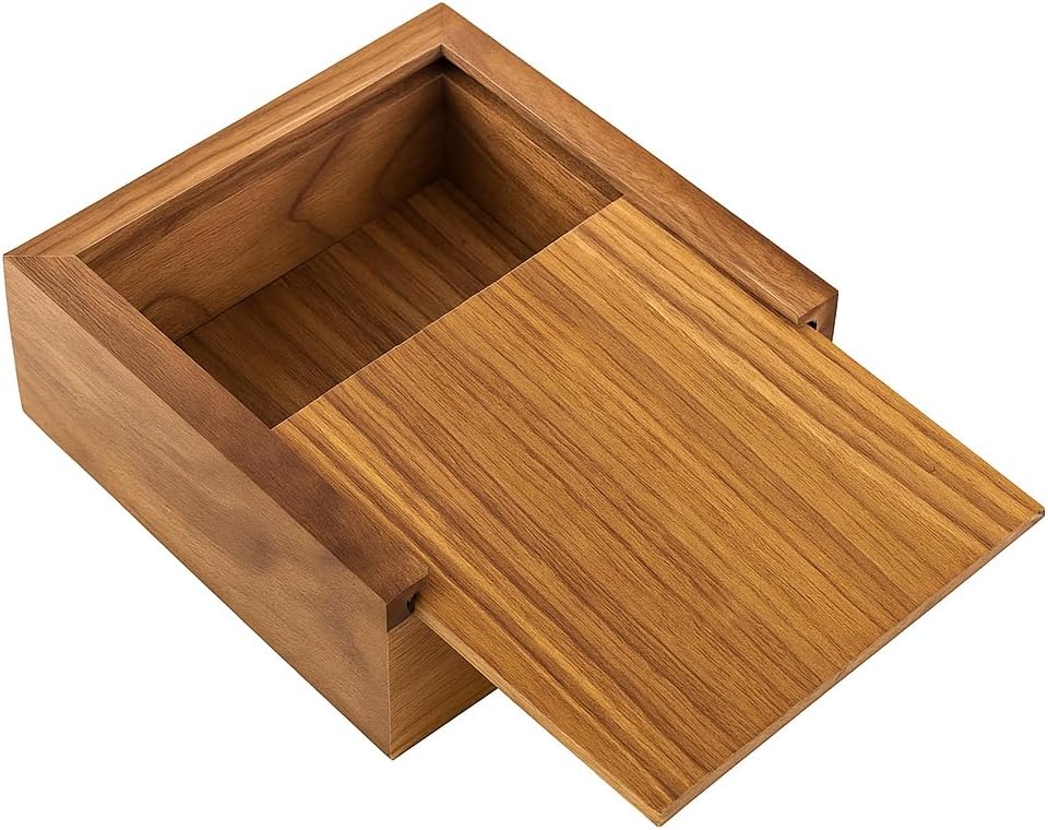 3.7" x 3.7" x 1.6" Inch Walnut Jewelry Box for Rings, Earrings, Keepsakes | Wedding Gift, Elegant Present | Handcrafted Wood Box