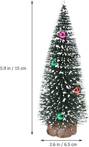 Miniatura 9 de PRETYZOOM Mini botella de árbol de sisal, árboles de Navidad de mesa, árboles de cepillo, árboles helados de nieve, árbol de pino en miniatura con