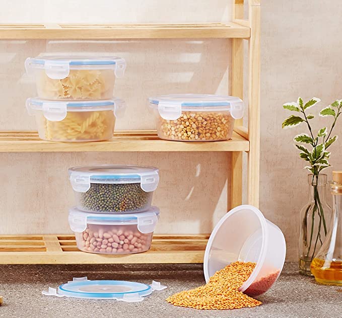 Image of 500 ML Air Tight | Plastic Lunch Box | Multi Color Containers Small Box | Especially for Navratri Kanjak Purposes | Leak Proof | Dishwasher Safe - Set of 12, Assorted