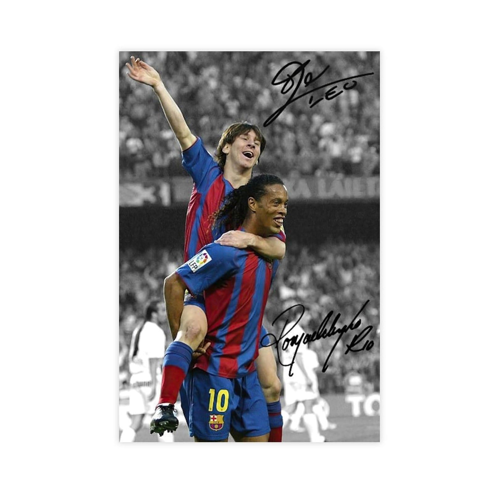 jcanqu Ronaldinho, Messi Soccer Poster Canvas Poster Wall Art Decor Print Picture Paintings for Living Room Bedroom Decoration Unframe:12x18inch(30x45cm)