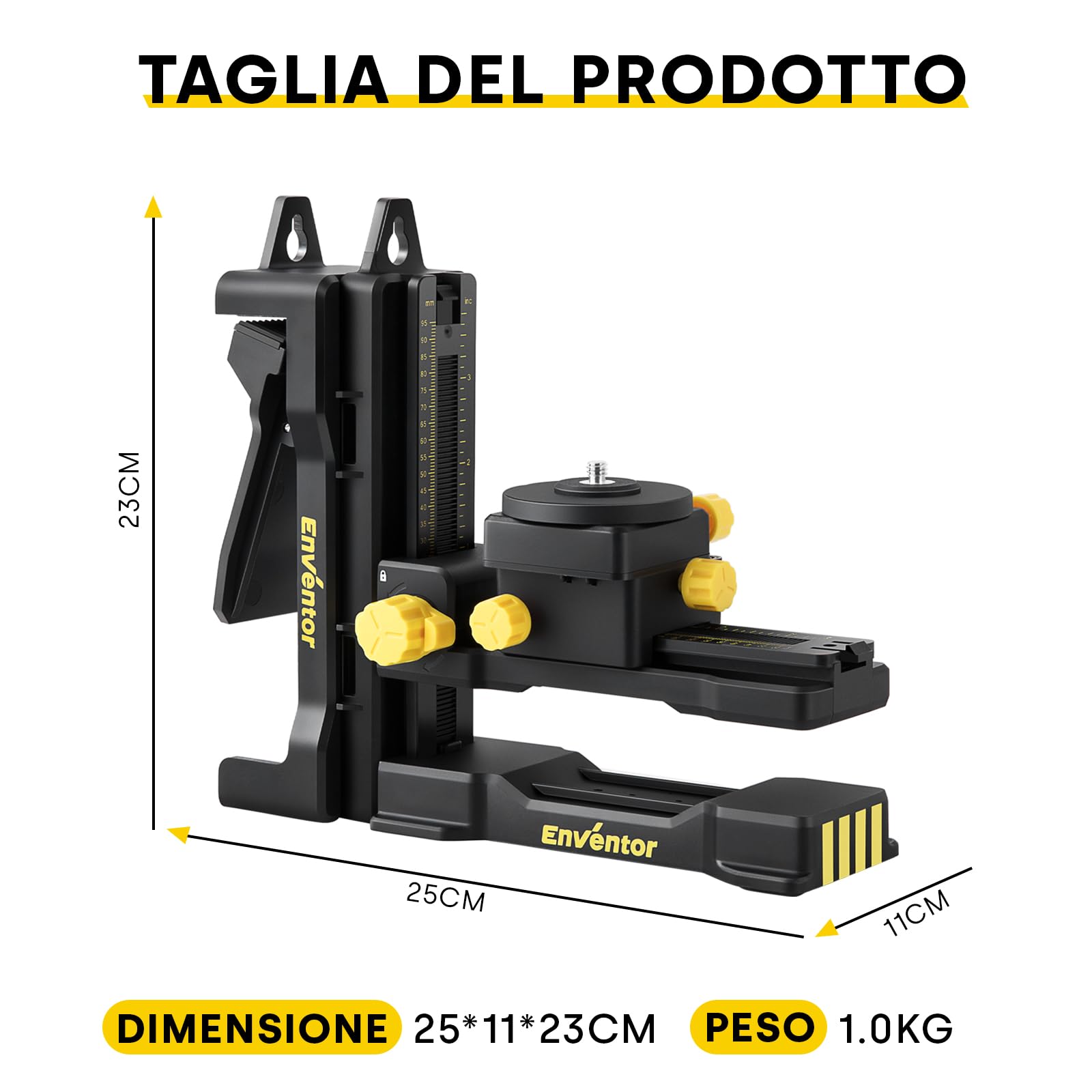 Enventor Professional Supporto Universale per Livella Laser,Staffa Laser Regolabile Universale 1/4'' e 5/8",Base Magnetica Multifunzionale